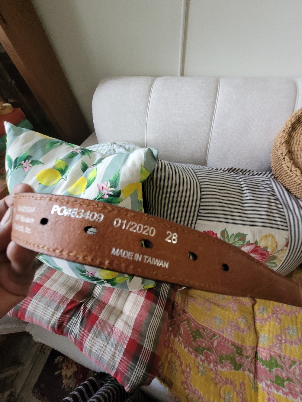 Nocona Tan Leather Western Belt with Embossed Branding - Picture 6 of 8